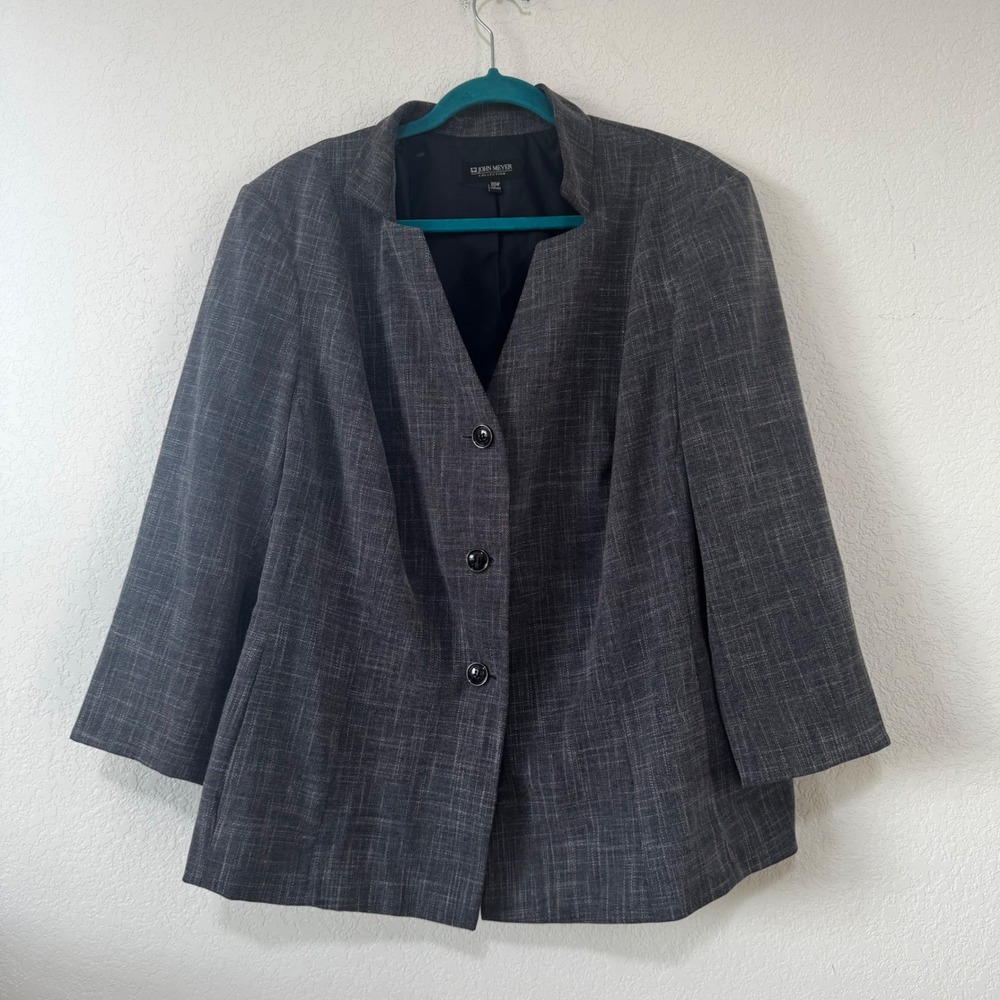 John Meyer Collection Women's Gray‎ Textured Blazer Jacket 20W